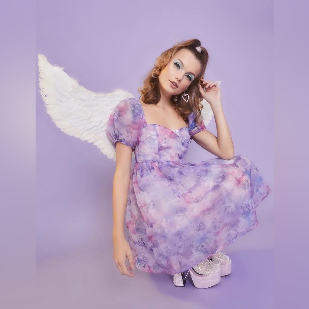 Dolls Kill/Sugar Thrillz On Cloud Nine Babydoll Pastel Cotton Candy Dress